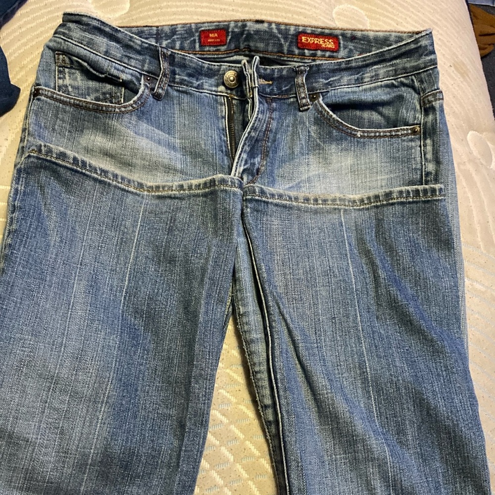 Blue jeans boot legged no rips or holes